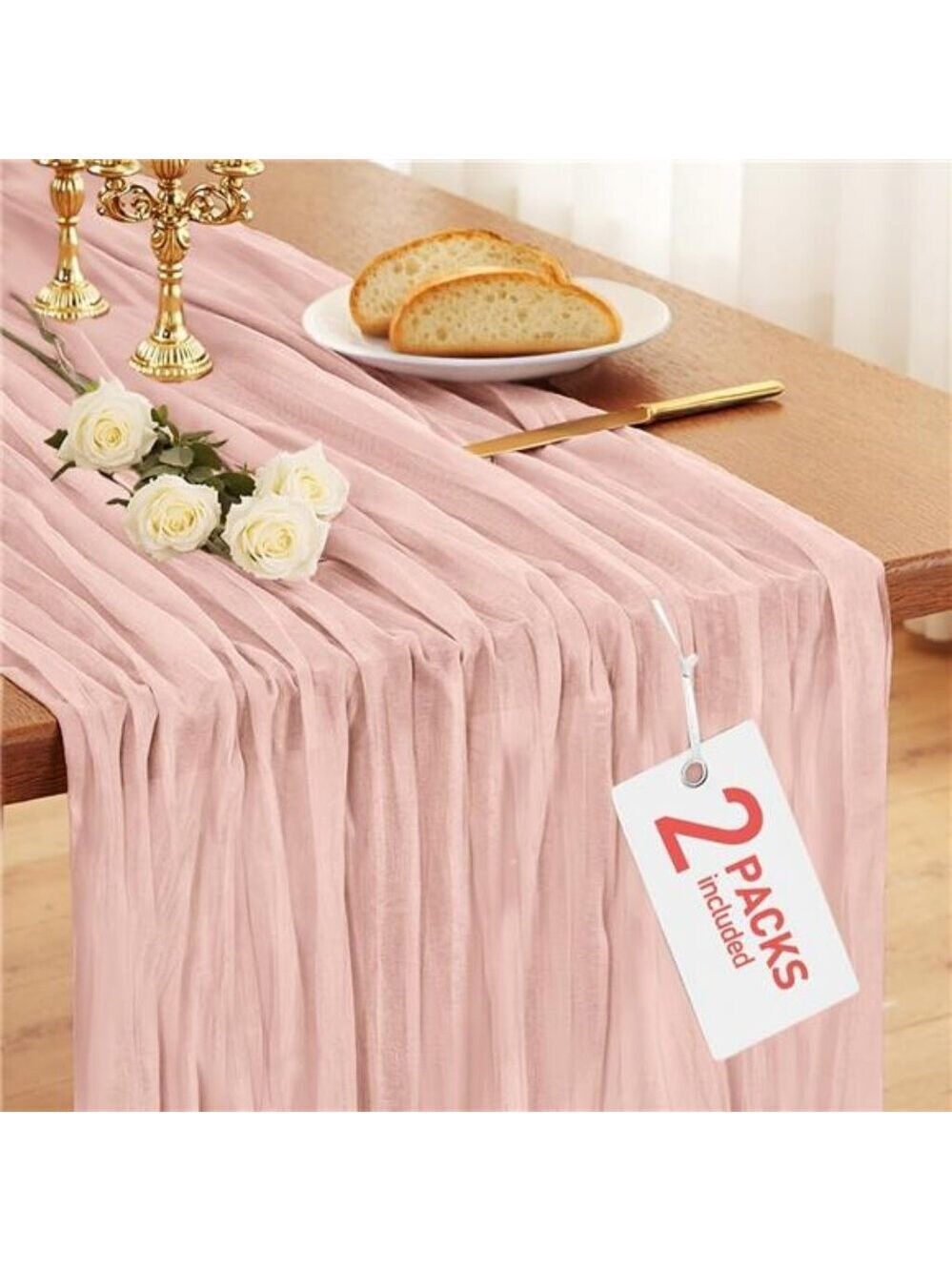Boho Cheesecloth Table Runner 2 Pack 120 Inch Wedding Baby Shower Farmhouse Deco